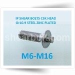 IP Shear Bolts Csk Head Gr10.9 Steel BZP