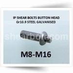 IP Shear Bolts Button Head Gr10.9 Steel HDG